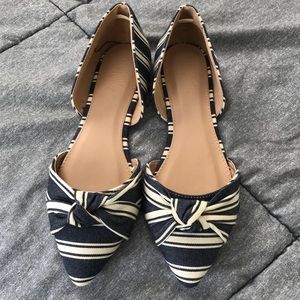 Navy Blue and White Flats